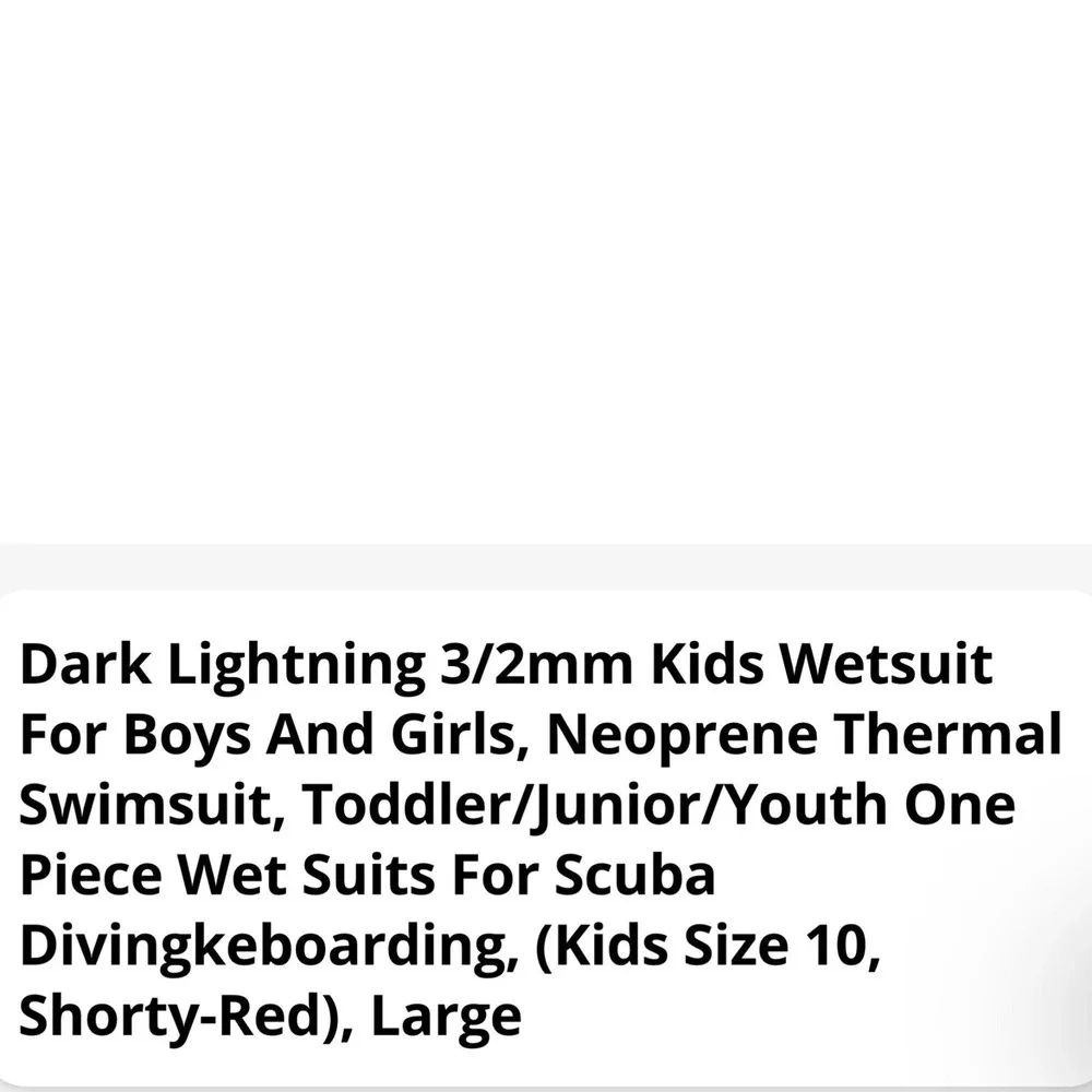 Kids 2mm Neoprene Wetsuit Shorty Red Black Size Large Short Sleeve